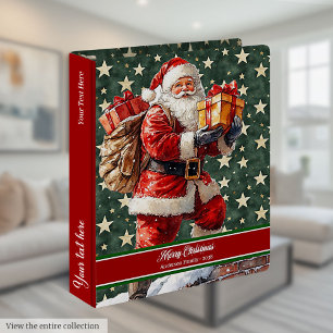 Traditional Santa Claus Monogrammed Cookbook 3 Ring Binder