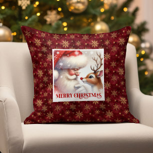 Traditional Santa Rudolph Xmas Pillow Cozy Festive