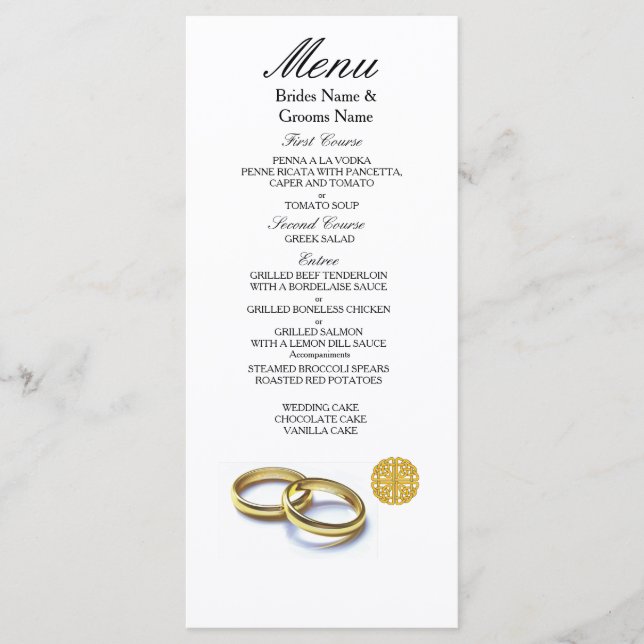 Traditional Scottish and Celtic Wedding Ring Theme Menu (Front)