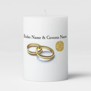 Traditional Scottish and Celtic Wedding Ring Theme Pillar Candle