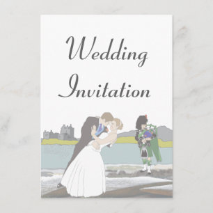 Traditional Scottish and Celtic Wedding Theme Invitation