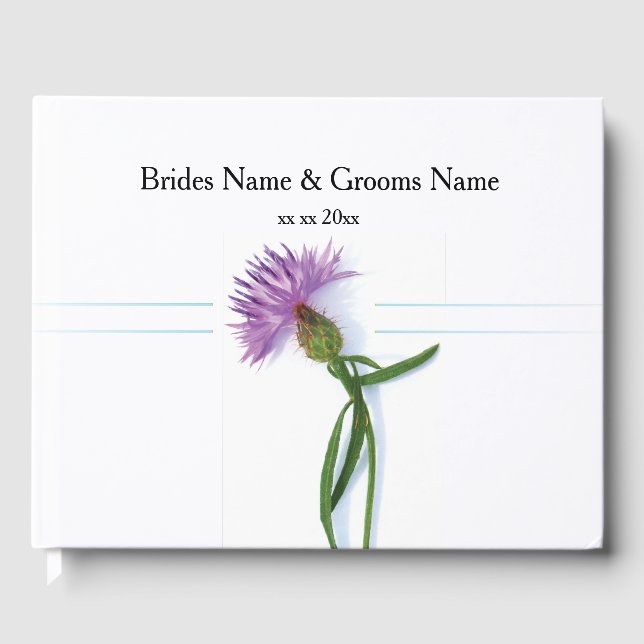 Traditional Scottish and Celtic Wedding Thistle Th Guest Book (Front)