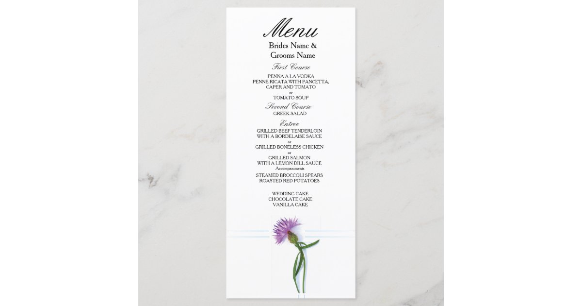 Traditional Scottish and Celtic Wedding Thistle Th Menu Zazzle