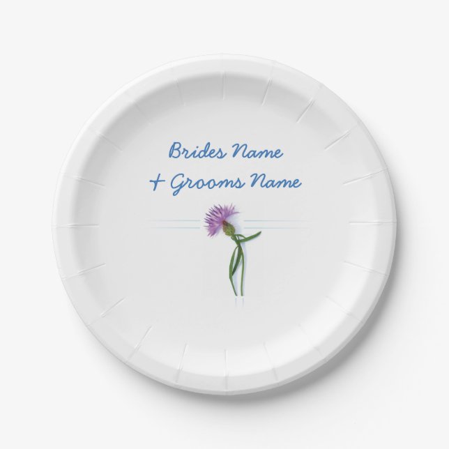 Traditional Scottish and Celtic Wedding Thistle Th Paper Plates (Front)