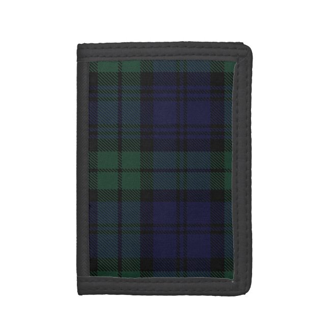 Traditional Scottish Black Watch Tartan Plaid Tri-fold Wallet (Front Vertical)