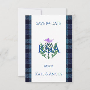 Traditional Scottish Tartan Border and Thistle Save The Date