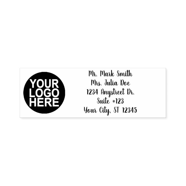 Traditional Script Custom Business 5 Line/Logo Self-inking Stamp (Design)