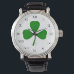 Traditional Shamrock Watch<br><div class="desc">A traditional green shamrock decorates this stylish watch. The design is from original art.</div>