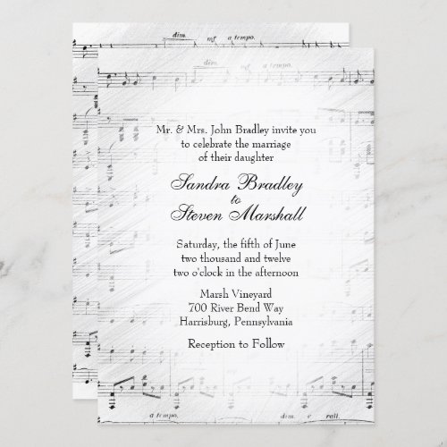 Traditional Sheet Music Wedding Theme Invitation