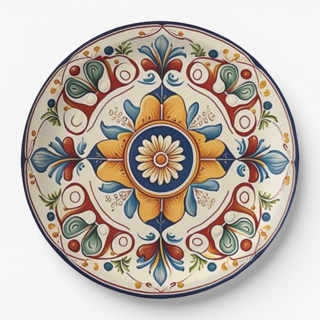 Traditional Sicilian Italian Ceramics Paper Plates (Front)