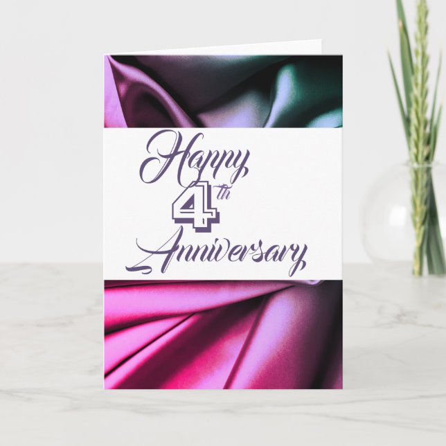 Traditional Silk 4th Anniversary Greeting Card (Front)