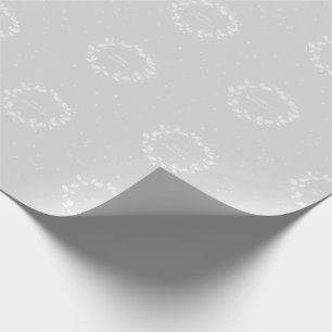 Traditional Silver Gray Christmas Holly Wreath Wrapping Paper