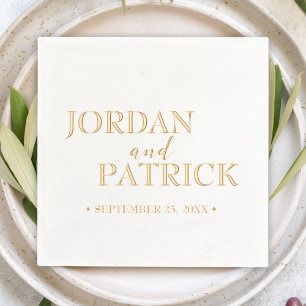 Traditional Simple Minimalist Custom Name Wedding  Foil Napkins