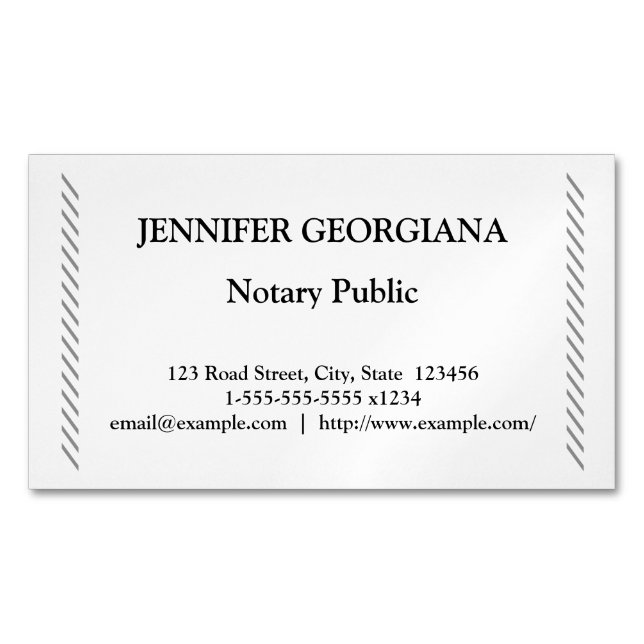 Traditional & Simple Notary Public Business Card Magnet (Front)