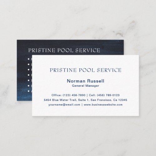 Traditional Simple Professional Navy Blue Business Card
