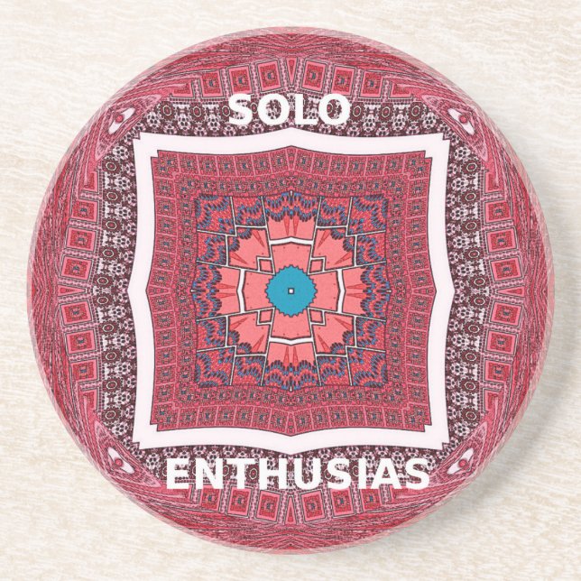 Traditional Sindhi Culture Ajrak Pattern Art Print Sandstone Coaster (Front)