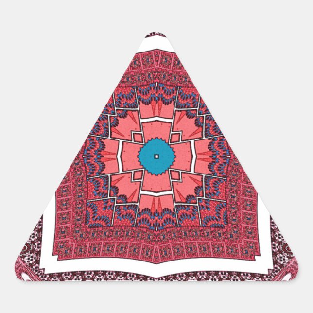 Traditional Sindhi Culture Ajrak Pattern Art Print Triangle Sticker (Front)