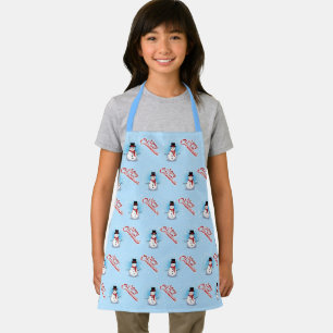 Traditional Snowman Christmas on LIGHT BLUE Apron
