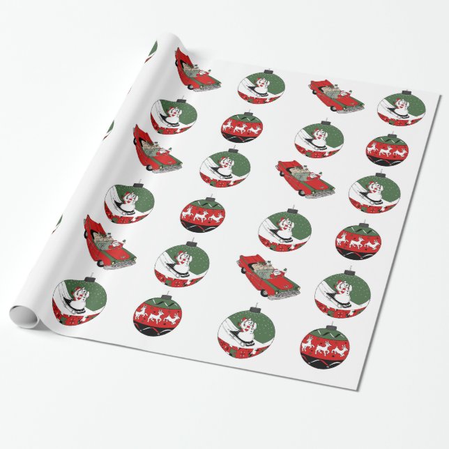 Traditional - Snowman - White  Wrapping Paper (Unrolled)