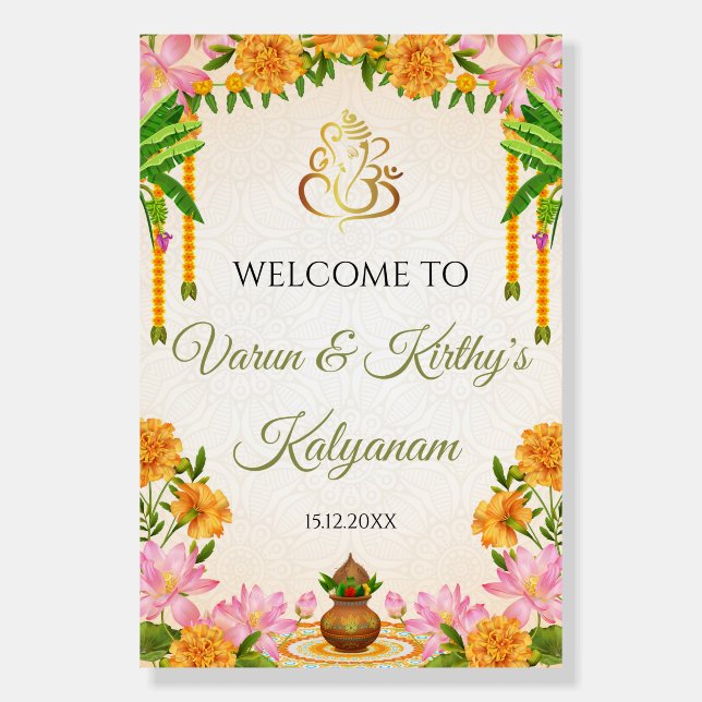 Traditional South Indian Kalyanam Welcome Sign (Front)
