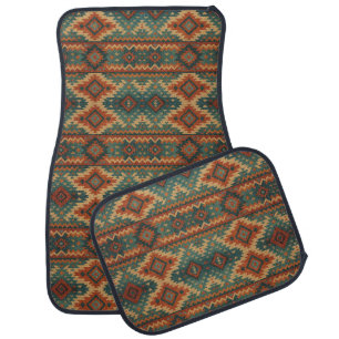 Traditional Southwestern rustic teal & brown Car Floor Mat