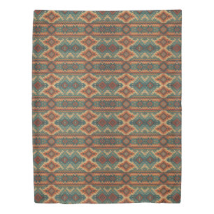Traditional Southwestern rustic teal & brown Duvet Cover