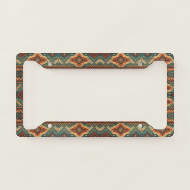 Traditional Southwestern rustic teal & brown  License Plate Frame (Front)