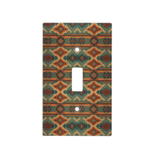 Traditional Southwestern rustic teal & brown Light Switch Cover