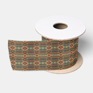 Traditional Southwestern rustic teal & brown Satin Ribbon