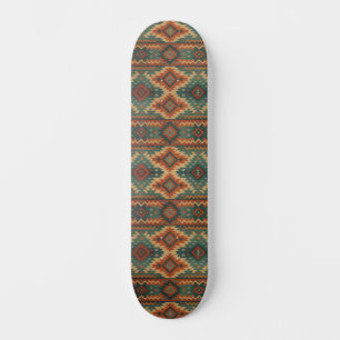 Traditional Southwestern rustic teal & brown  Skateboard