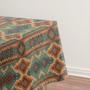 Traditional Southwestern rustic teal & brown Tablecloth