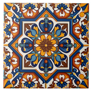 Traditional Spanish Mediterranean Decorative Ceramic Tile