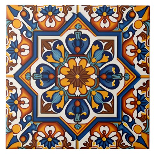 Traditional Spanish Mediterranean Decorative Ceramic Tile
