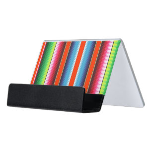 Traditional Spanish Serape Fiesta Mexican Blanket Desk Business Card Holder