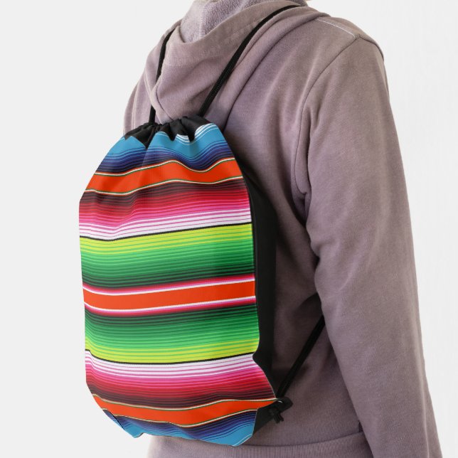 Traditional Spanish Serape Fiesta Mexican Blanket Drawstring Bag (Insitu)