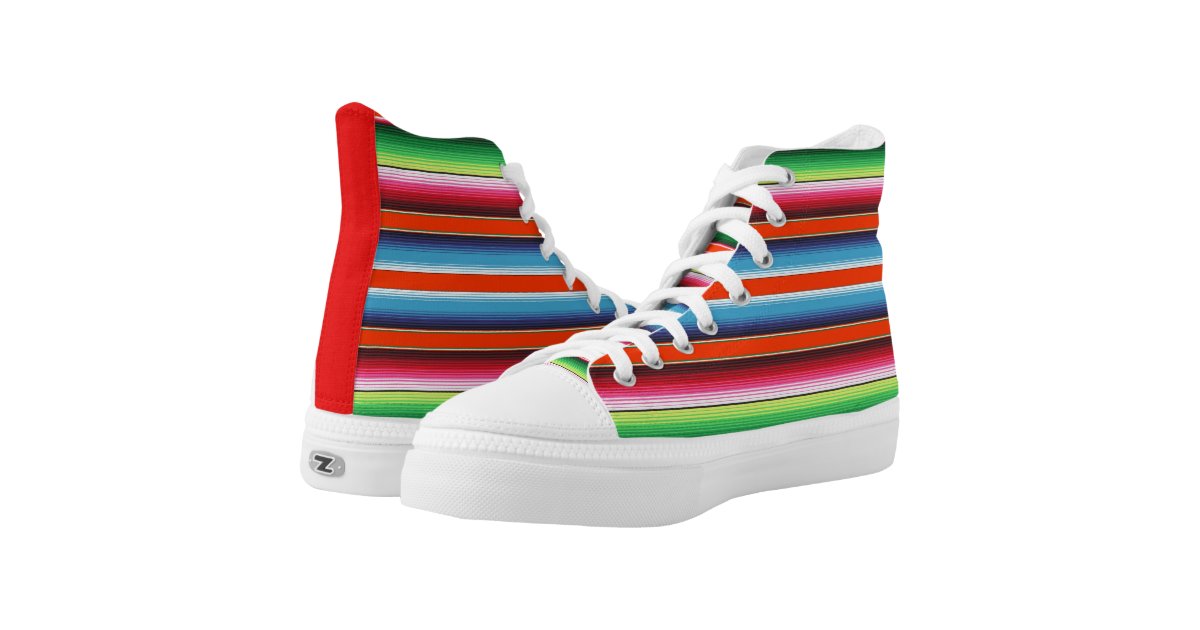 Traditional Spanish Serape Fiesta Mexican Blanket High-Top Sneakers ...