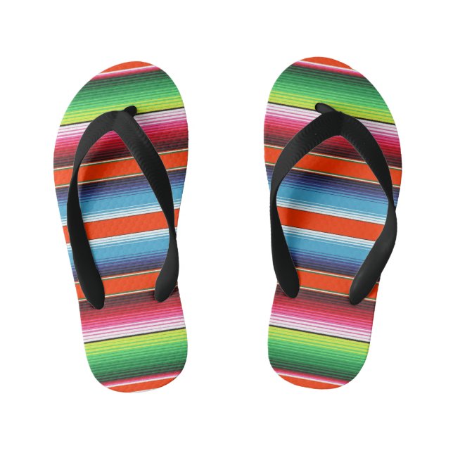 Traditional Spanish Serape Fiesta Mexican Blanket Kid's Flip Flops (Footbed)