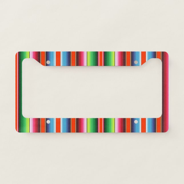 Traditional Spanish Serape Fiesta Mexican Blanket License Plate Frame (Front)