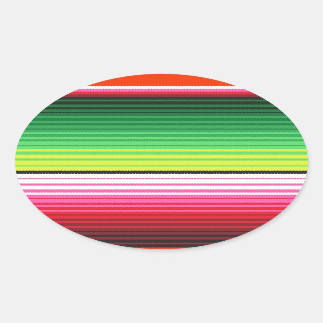 Traditional Spanish Serape Fiesta Mexican Blanket Oval Sticker (Front)