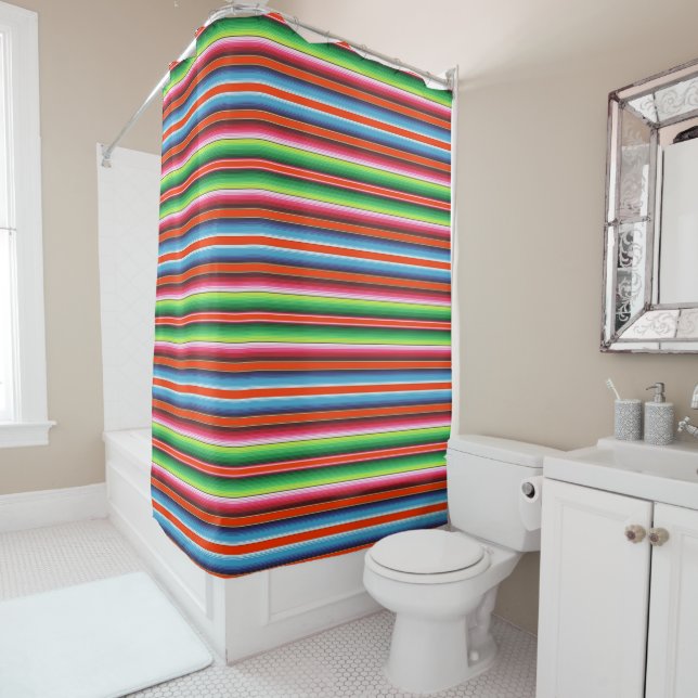 Traditional Spanish Serape Fiesta Mexican Blanket Shower Curtain (In Situ)