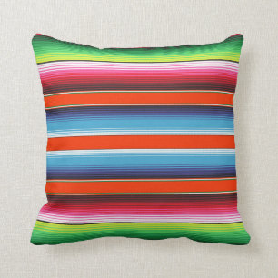 Traditional Spanish Serape Fiesta Mexican Blanket Throw Pillow