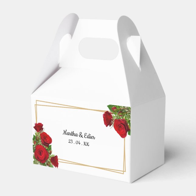 Traditional Spanish Wedding Favor Box Red Roses (Front Side)