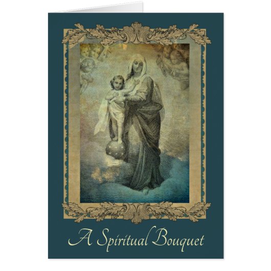 Traditional Spiritual Bouquet Virgin Mary Card (Front)