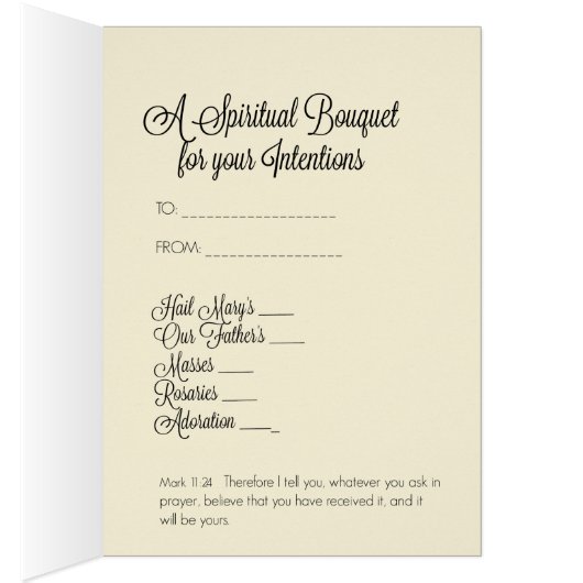 Traditional Spiritual Bouquet Virgin Mary Card (Inside (Right))