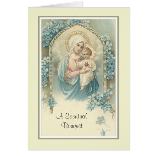 Traditional Spiritual Bouquet Virgin Mary  Card