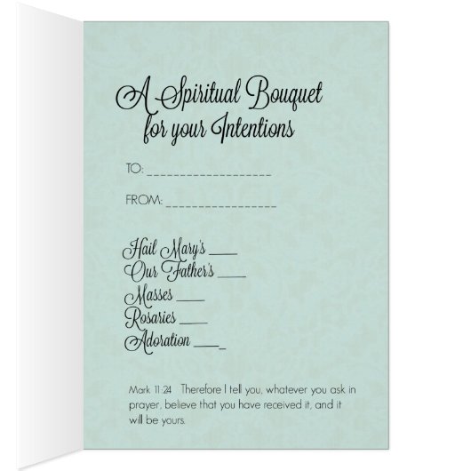 Traditional Spiritual Bouquet Virgin Mary  Card (Inside (Right))