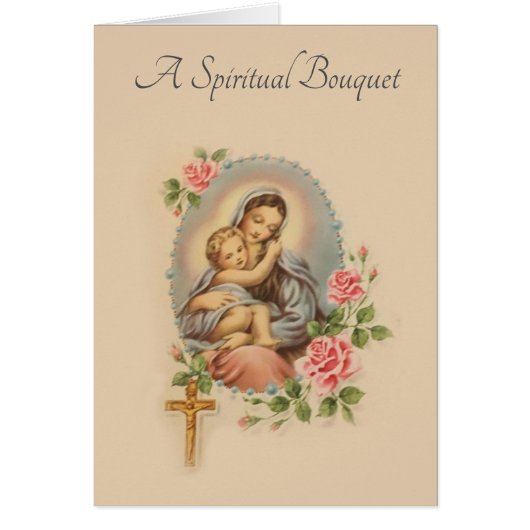 Traditional Spiritual Bouquet Virgin Mary Card (Front)