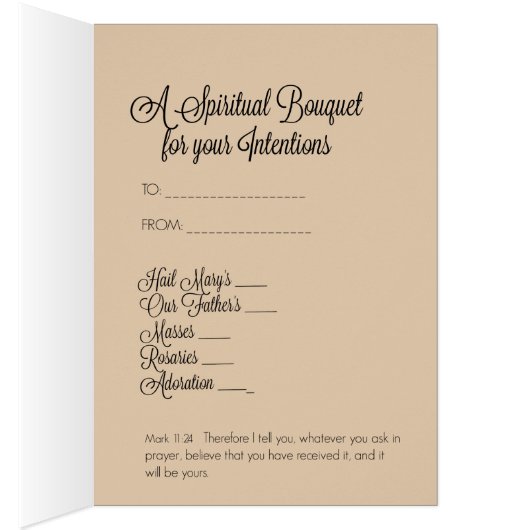 Traditional Spiritual Bouquet Virgin Mary Card (Inside (Right))