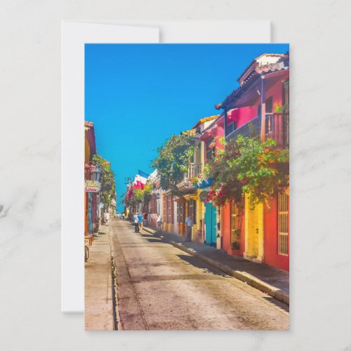 Traditional Street in Cartagena Colombia Note Card
