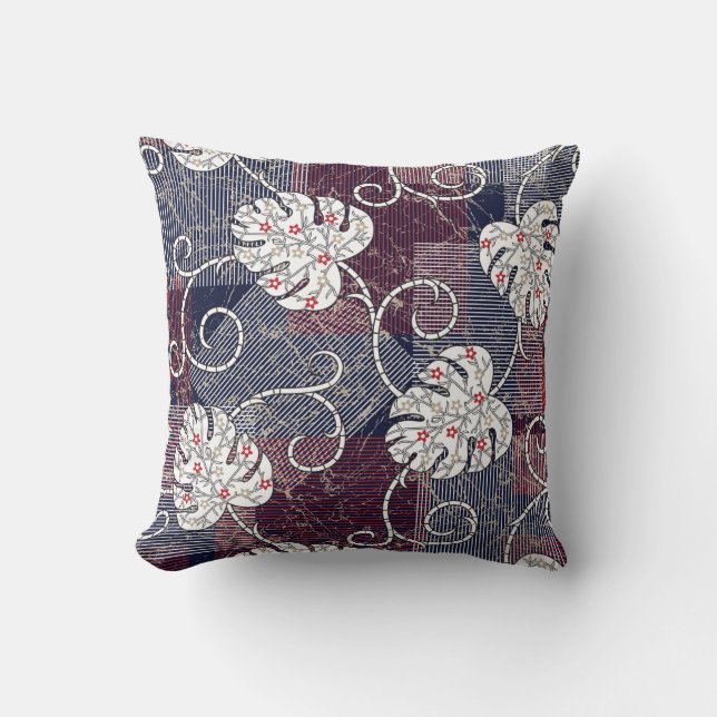 traditional stripes and leaves throw pillow (Front)